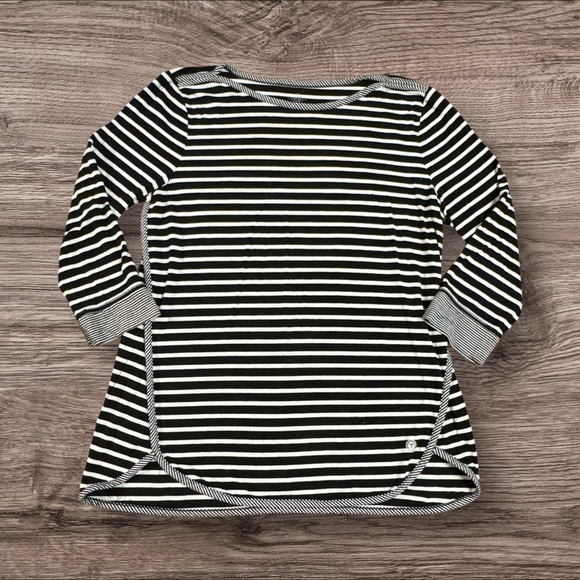 Talbots Tops - Talbots Black & White Striped Sun Protection Tee UPF 50+ Size Medium PETITE